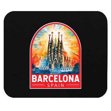 Discover Barcelona Spain Travel Art Emblem Mouse Pads