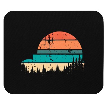 Discover Retro Evergreen Sunset Stepped Circle Design Mouse Pads