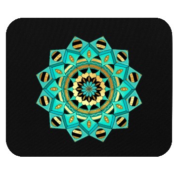 Discover Mandala blue gold black with hearts Mouse Pads
