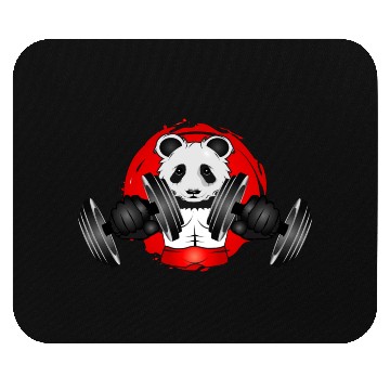 Discover Bodybuilder panda bear with barbell in gym patch Mouse Pads