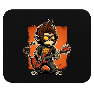 Discover Monkey Chimpanzee Playing Acousitc Rock Guitar Mouse Pads