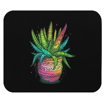 Discover Psychedelic Aloe Vera Succulent Plant Gardener Mouse Pads
