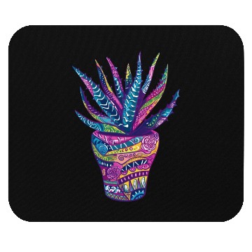 Discover Psychedelic Aloe Vera Succulent Plant Garden Mouse Pads