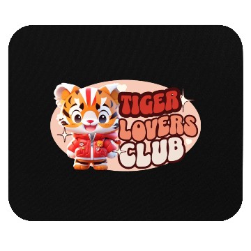 Discover Cute Tiger personified with red jacket Mouse Pads