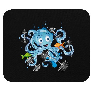 Discover Bodybuilder octopus with dumbbells training Mouse Pads