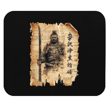 Discover Vintage Papyrus Scroll Japanese Silhouette Samurai Mouse Pads