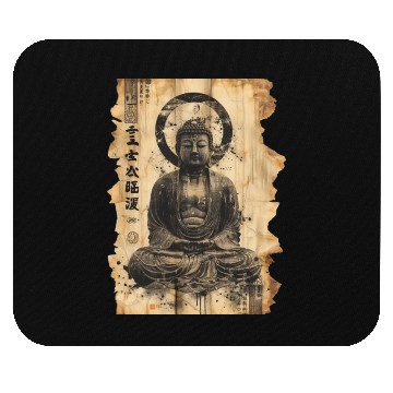 Discover Vintage Papyrus Scroll Japanese Silhouette Buddha Mouse Pads