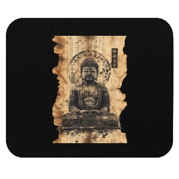 Discover Vintage Papyrus Scroll Japanese Silhouette Buddha Mouse Pads