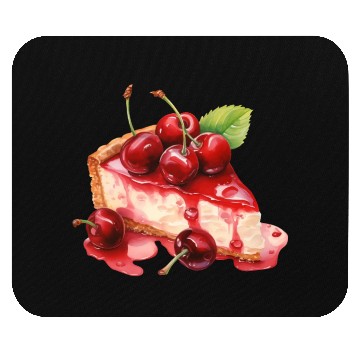 Discover Slice of Red Cherry Cheesecake Mouse Pads