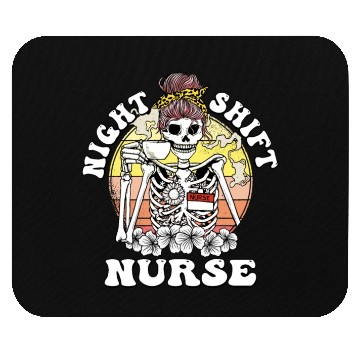 Discover Funny Night Shift Nurse Skeleton Halloween RN Mouse Pads