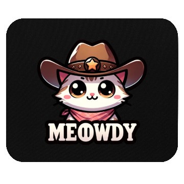 Discover Cute Meowdy Cat Cowboy Pun Mouse Pads