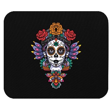Discover Colorful Calavera Girl Head Mandala Mouse Pads