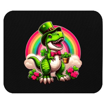 Discover T- Rex Happy St Patricks Day Irish Rainbow Shamro Mouse Pads