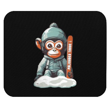 Discover Cute Monkey Palisades Tahoe Ski Mouse Pads
