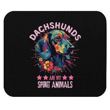 Discover Colorful Dachshund with flowers Mouse Pads