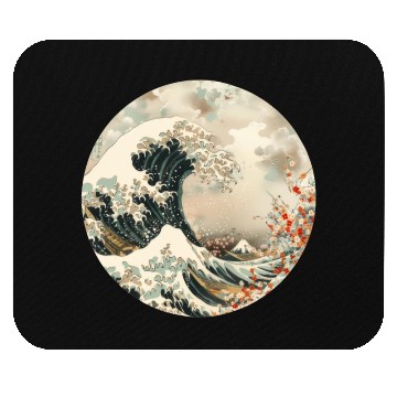 Discover Japanese them floral wave graphic Mouse Pads