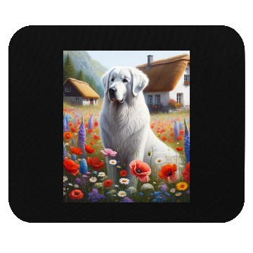 Discover Kuvasz Dog Cottagecore Meadow Serenity Men Women Mouse Pads