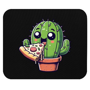 Discover Cute Cactus Pizza Comic Mouse Pads