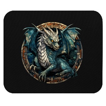 Discover Cerulean Coil: The Stained Glass Dragon Mouse Pads