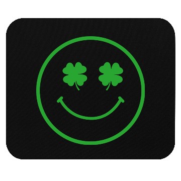 Discover Green shamrock happy face Mouse Pads