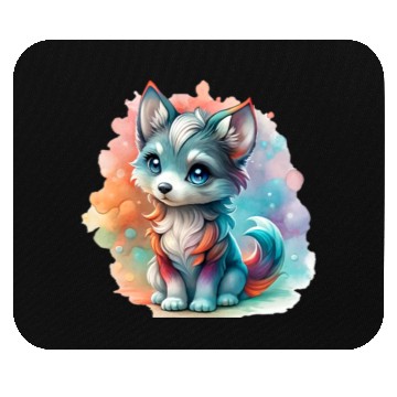 Discover Cute Chibi Grey Wolf For Wolf Lovers Mouse Pads