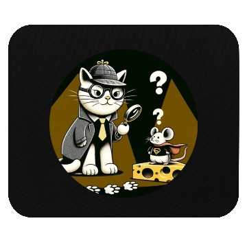 Discover Detective Cat and Superhero Mouse Adventure Mouse Pads