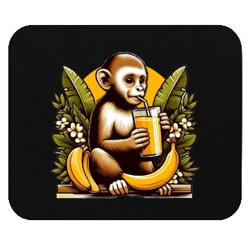 Discover Monkey Sipping Banana Juice Mouse Pads