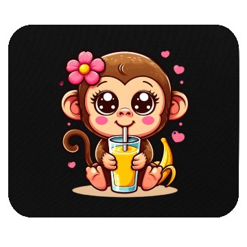 Discover Monkey Sipping Banana Juice Mouse Pads