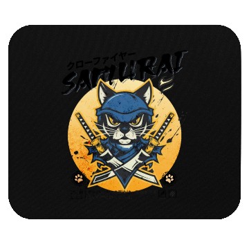 Discover Samurai Cat, Ninja Cat, Cat Assassin, Warrior Cat Mouse Pads