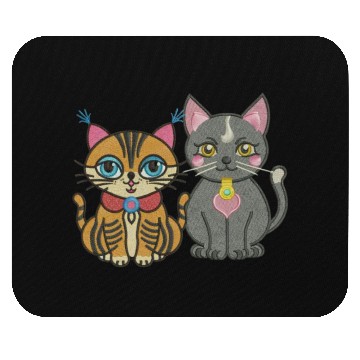 Discover Cute catty couple embroidery design. Mouse Pads
