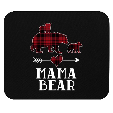 Discover Mama Bear 2 Cubs Mouse Pads Christmas Mama Bear Plaid