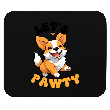 Discover LET'S PAWTY Cute Happy Corgi Dog Mouse Pads