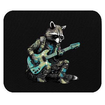 Discover Raccoon with a Guitar Mouse Pads