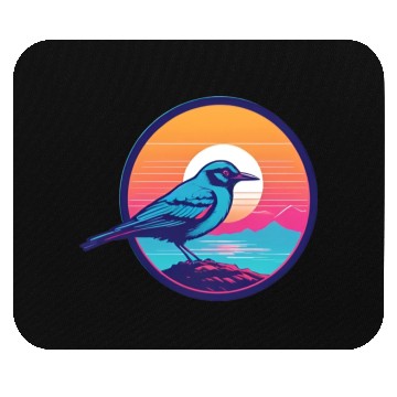 Discover Synthwave Blue Bird Mouse Pads