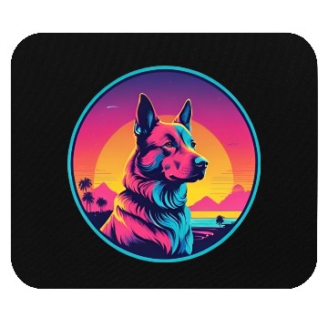Discover Synthwave German Shepherd 1 Mouse Pads