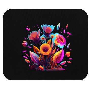 Discover Cyberpunk Neon Glow FlowersDesign Mouse Pads