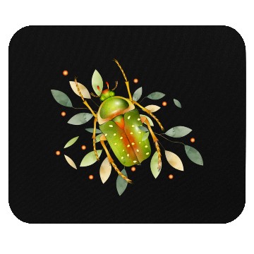 Discover Stephanorrhina guttata - green insect with leaves Mouse Pads