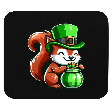 Discover St. Patrick's Day Cute Squirrel Comic Design Mouse Pads