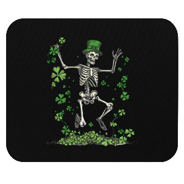 Discover St Patricks Skeleton Dancing With Shamrocks Mouse Pads