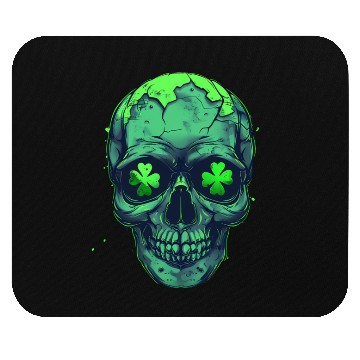 Discover St Patricks Skeleton with Shamrock Eyes Mouse Pads