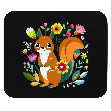 Discover A sweet squirrel in the flowers Mouse Pads
