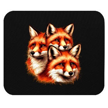 Discover Three Red Fox Faces Mouse Pads