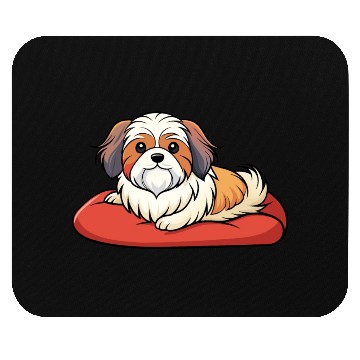 Discover Contented Shih Tzu Lounging on Plush Pillow Mouse Pads