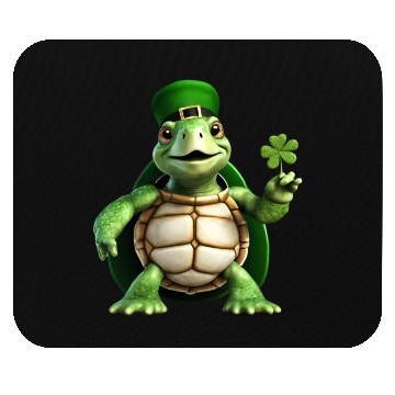 Discover Green turtle celebrating St. Patrick's Day. Mouse Pads