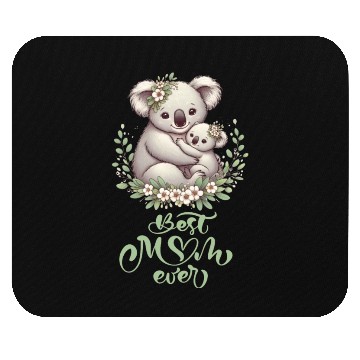 Discover Best Mom Ever Koala Embrace Floral Wreath Mouse Pads