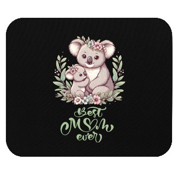 Discover Best Mom Ever Koala Embrace Floral Wreath Mouse Pads
