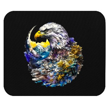 Discover Wilderness Watercolor Forest Moon Eagle Mouse Pads