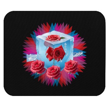 Discover red spring flowers inside crystallized ice Mouse Pads