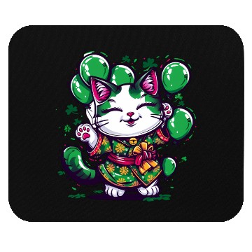 Discover Kawaii St Patricks Day Cat With Balloons Mouse Pads
