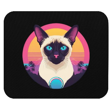 Discover Synthwave Siamese Cat Mouse Pads